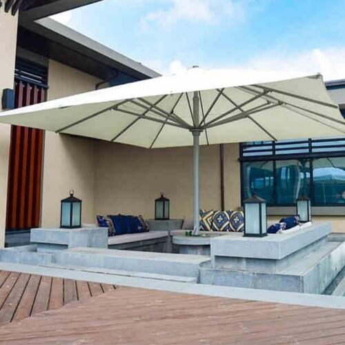 5x5meter square deluxe aluminum super big outdoor patio sun umbrella king parasol sunshade furniture covers with cross bar