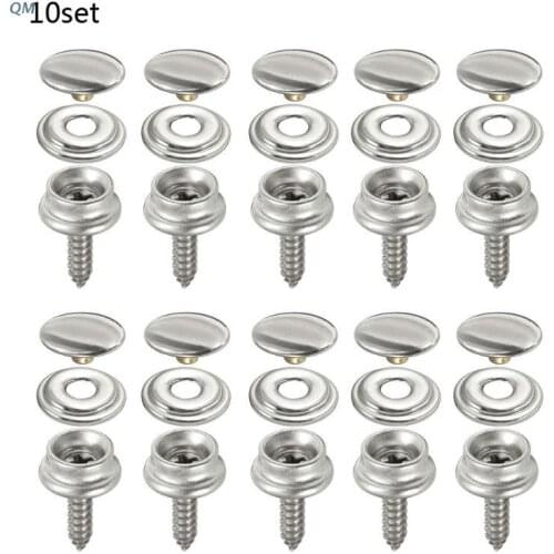 10 Sets Stainless Steel Tapping Snap Fastener Kit Tent Marine Yacht Boat Canvas Cover Tools Sockets Buttons 13MF