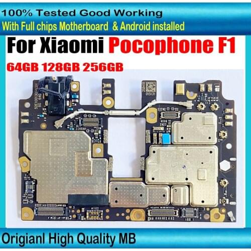 100% Original Mobile Electronic Panel For Xiaomi Pocophone Poco F1 Motherboard 64GB 128GB 256GB With chips Android logic board