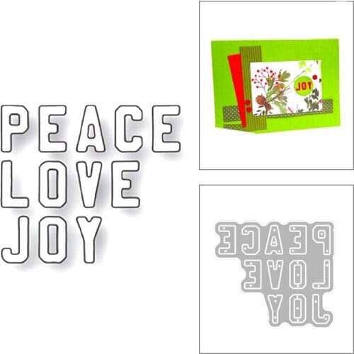 2020 New English Letter Sentiment Words Peace Love Joy Metal Cutting Dies For Scrapbooking Greeting Card Paper Making No Stamps