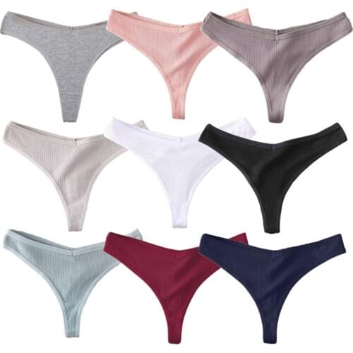 3PCS/Set G-string Panties Cotton Womens Underwear Sexy Panties Female Underpants Thong Solid Color Pantys Lingerie Large Size