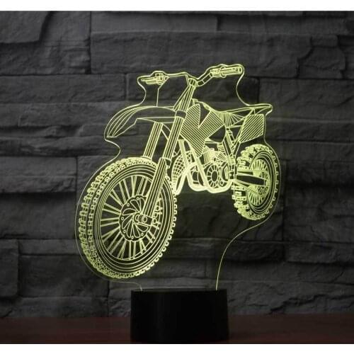 3D Lamp Motorcycle LED Night Light Action Figure 7 Colors Touch Table Lamp Bedroom Decoration Light Optical Illusion Lights