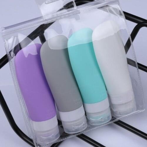 4Pcs 38/60/90ml Travel Portable Silicone Empty Bottles Leak Proof Squeezable Refillable Tubes Shampoo Lotion Containers