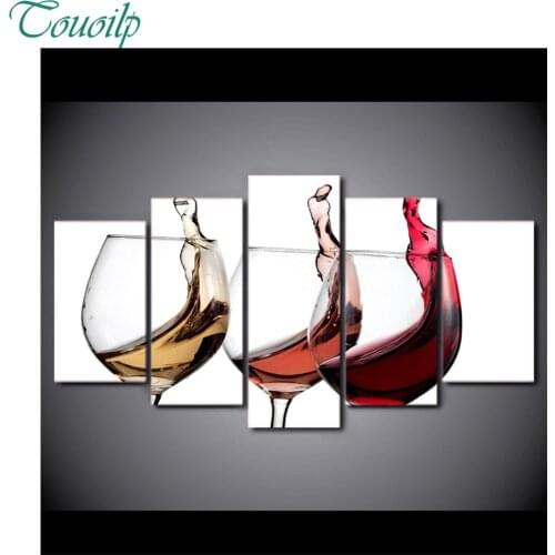 5pcs round&square full 5D DIY diamond painting Three cups of red wine Hanging on the wall embroidery wedding decoration gifts