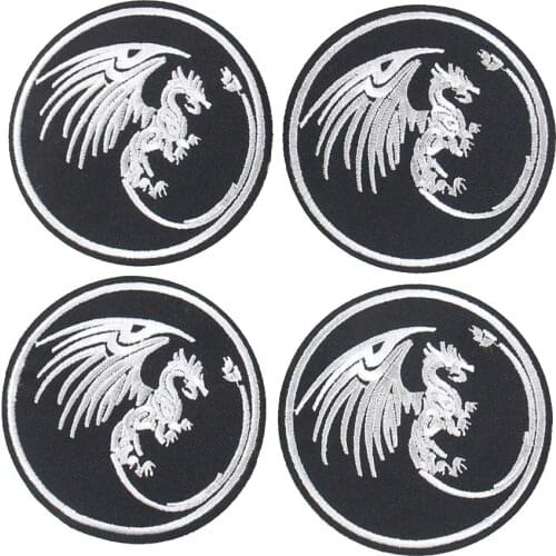 5PCS Animals Patches Round Badges Patch Embroidery Applique for Punk Clothes Iron on Transfers DIY Sewing Apparel Accessories