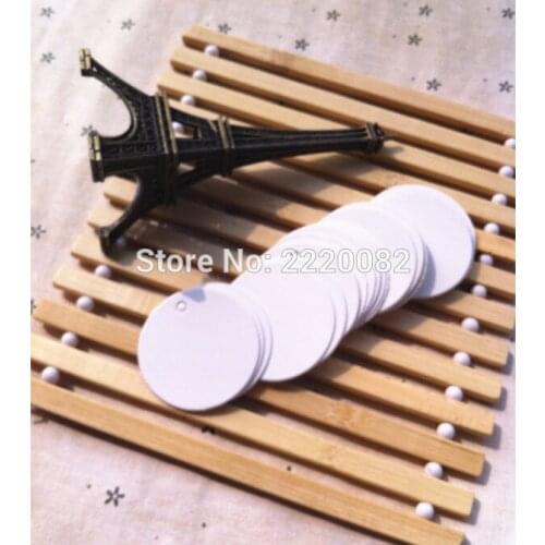 Free shipping 500 pcs a lot blank dia. 3.5cm 350 gsm round white paper hang tag/baking price tag/garment printed paper tag