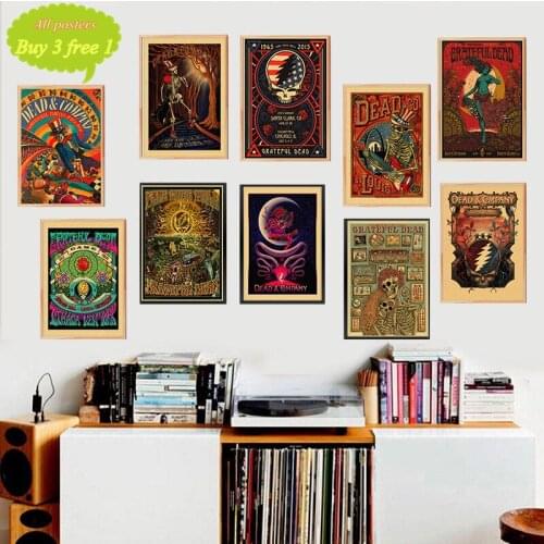 Grateful Dead retro posters kraft wall paper High Quality Painting For Home Decor wall stickers
