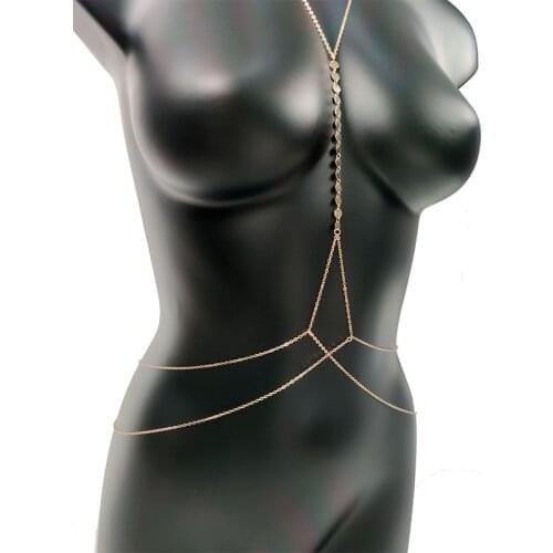 Chest Chain Sexy Bikini Personalized Body Clothing for Women Sequined Cross Chain Belly Female Bodysuit Jewelry Girls Fashion