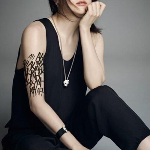 Black English Alphabet Knife Bat Tattoos Stickers Fake Waterproof Stars Totem Tattoo Temporary Body Art Arm Tatoos for Women Men