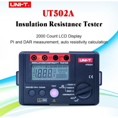 UNI-T UT502A 2500V Digital Insulation Resistance Meter Tester Megohmmeter Highly Voltmeter Continuity Tester w/LCD Backlight