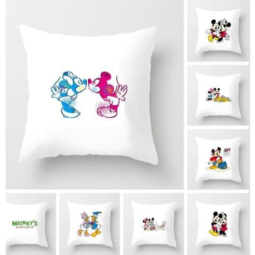 Disney Mickey Minnie Cartoons Pillow pillowcase white Anime car sofa Cushion cover office Simplicity Pillowcase decoration