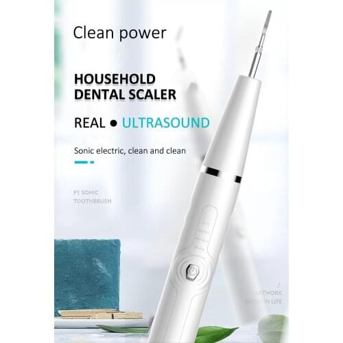 Home Use Electric Dental Scaler Ultrasonic Calculus Remover Tooth Cleaner LED Light Sonic Smoke Stains Tartar with Dental Floss