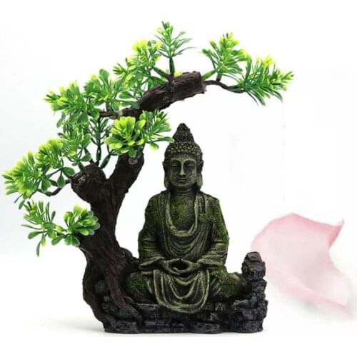 Ancient Buddhism Statue in Zen Fish Tank Landscaping Ornament Simulation Crafts Aquarium Decorations Fish Entertainment