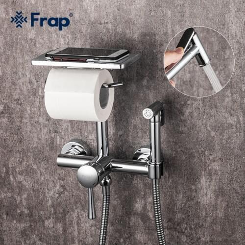 Frap Brass Single Cold & Cold hot Water Corner Valve Bidet faucets Function paper holder shelf holders F7515