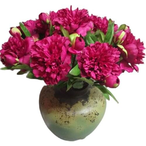 10Pcs Fake Short Stem Melaleuca Peony 21.26" Length Simulation Peonia full Open for Wedding Home Decorative Artificial Flowers