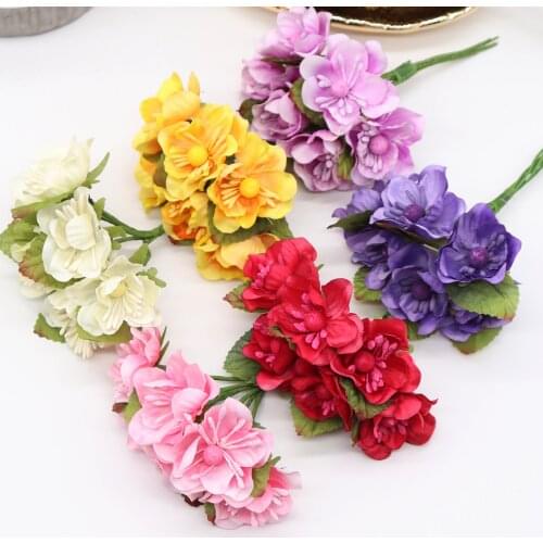 New 6pcs/lot 4m artificial gradient Sakura wedding home decoration DIY artificial flower wreath bridal headdress shoes collage