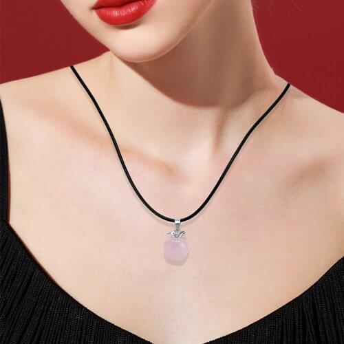 Crystal Pendants Necklaces Fashion Jewelry Natural Rose Quartz Pink Home Decoration Suspension Pink Jade