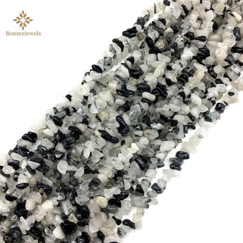 Quartz Natural Black Rutilated Stone Tourmaline Gravel Rock Crystal Hair Quartz Mineral Specimen Fish Tank Garden Decoration