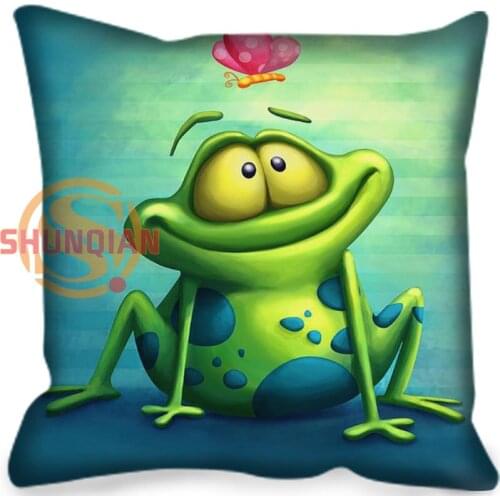 Hot Custom Pillow Case frog Square Pillowcases zipper Custom your image 35x35cm 40x40cm 45x45cm 60x60cm two sides