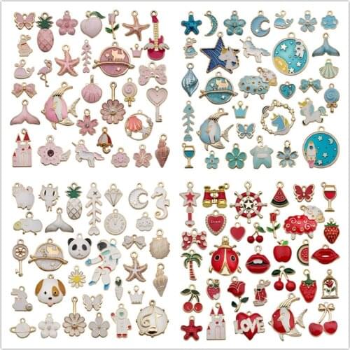 Mix 31pcs/pack Funy Bear Baby Blue Enamel Charms for Earring Baby Bracelets Brooch DIY Jewelry Making 6 Style Color