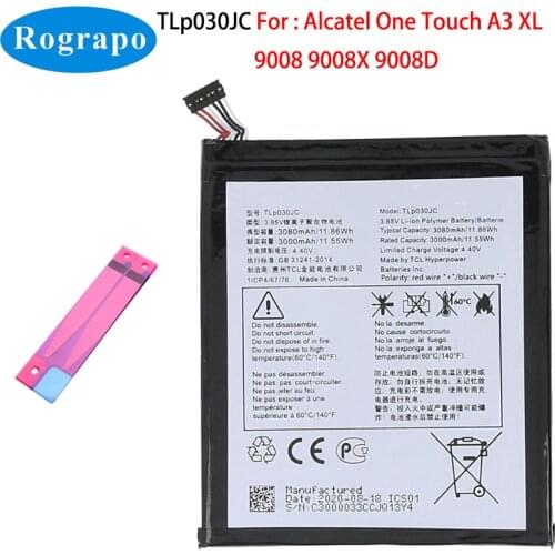 Original 3000mAh TLP030JC Replacement Battery Battery Batterij For ALCATEL A3 XL 9008D 9008X CAC3000034CC Mobile Phone Batteries