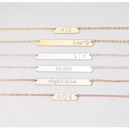 Custom Bar Necklace,Engraved Necklace,Name Necklace,Personalized Name Plate Necklace,Valentines day Mothers Day gifts Jewelry