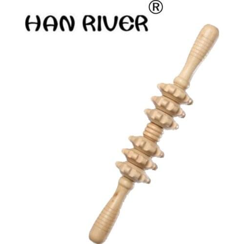 Ecru six yoga meridian thin shaft rod body massage stick rolling back massage lamented the waist neck leg wooden massager