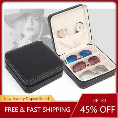 Portable Sunglasses Box for Travel Sub-grade PU Leather Jewelry Organizer Box Small Glasses Box Coffin Zipper Gift Bag