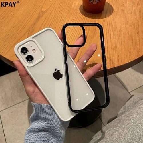 KPAY Transparent Side Thin Phone Case For iPhone 11 12 Pro Max Mini 7 8 Plus XR X XS SE2020 Fashion Shockproof Soft Case Cover