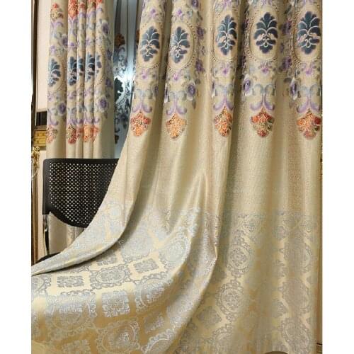 Luxury European Color Embroidered Curtains for Living Room Balcony Bedroom Study Gradual Change Embroidered Curtain tulle Custom