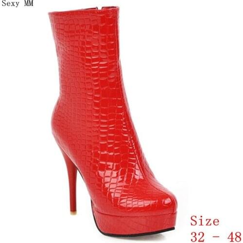 Spring Autumn High Heels Women Ankle Boots Platform Woman Short Boots High Heel Shoes Small Plus Size 32 - 48