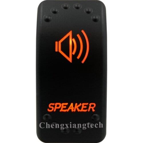 5 Pin SPST Laser Etched Speaker Rocker Button Switch Orange Led ON OFF 12v 20A, Waterproof