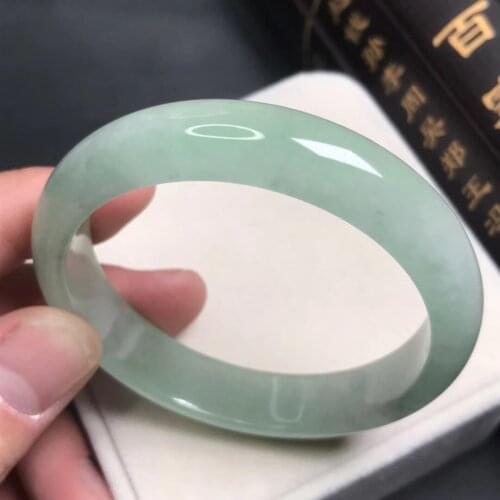 Only One !57.7MM Certified (Grade A)100% Natural Green Jadeite JADE Bracelet Women Bangle