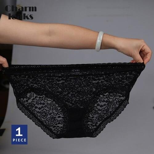 Charmleaks Womens Fashion Cozy Lace Mid-waist 1PCS Panties Skin-friendly Soft Lingerie Tempting Fat Size High Quality Briefs