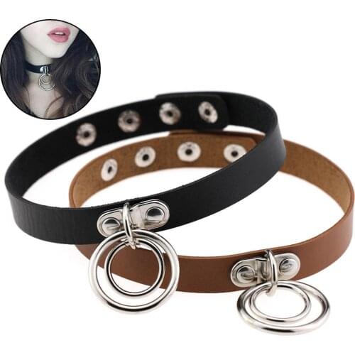 Vintage Punk Unisex Adjustable Double Loop Faux Leather Sexy Bound Choker Necklace Collar