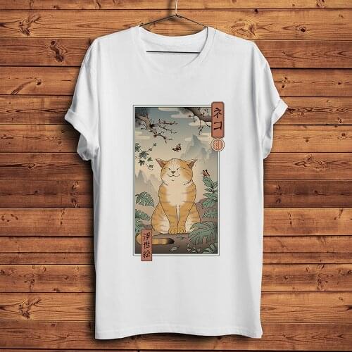 Japan traditional ukiyo-e cat funny t-shirt homme summer new short t shirt men white casual tshirt unisex streetwear