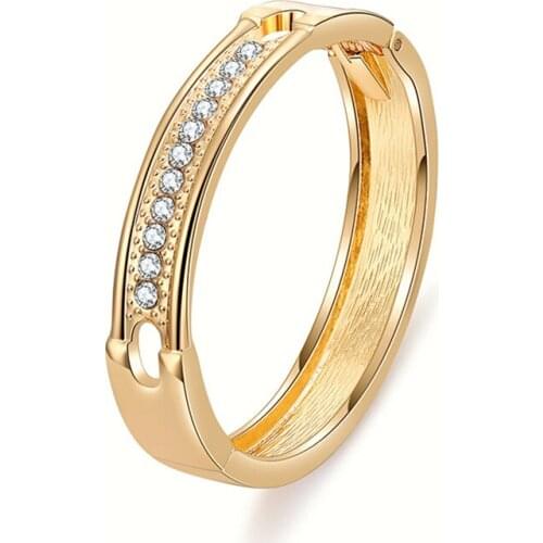 Punk Jewelry Unique Design Rhinestone Alloy Opened Cuff Bangles Bracelets For Women Fashion Statement Jewelry For Party