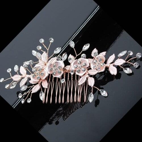 Bridal Hair Accessories for Women Wedding Hair Comb Headwear Crystal Pearl Bride Headpiece Hair Pins Leaves Hair Jewelry