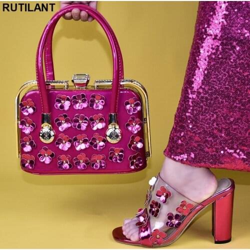 New High Quality Shoes and Bag for Women Nigerian Wedding Shoes and Bag Set Designer Shoes Women Luxury 2019 Metal Decoration