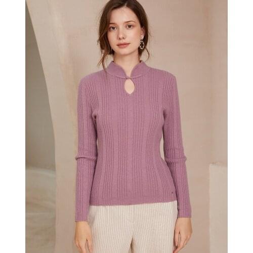 Zhili Womens High Neck Solid Color Long Sleeve Cashmere Sweater