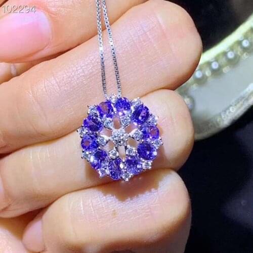 Tanzanite necklace Natural Real Tanzanite Pendant Solid S925 Sterling Silver For Women Colour Gem Stone Fine Jewelry