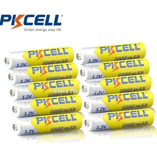 10pcs PKCELL 1.2v NIMH AAA Battery 3A 1000MAH AAA Rechargeable Bateries aaa Ni-MH batteries Recharge for Camera Flashlight
