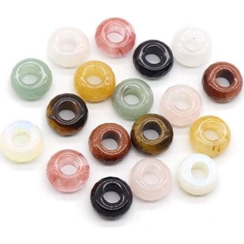 10pcs Yellow jade tiger rose quartz Aventurine 8*14mm faceted roundel 5mm hole gemstone bead making jewelry bracelet ICNWAY