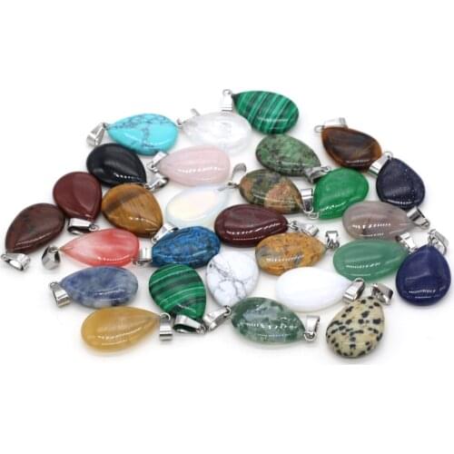 2 Pcs Natural Stone Pendants Waterdrop Shape Crystal Agates Turquoises Stone Charms for Making Jewelry Necklace Bracelet