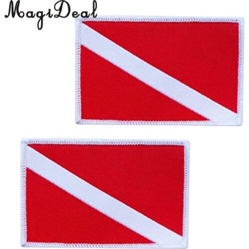 MagiDeal 2 Pieces Scuba Diving Flag Patch Backpack Badge Sew On Embroidered Patches SCUBA Snorkeling Swimming Diving Accessories