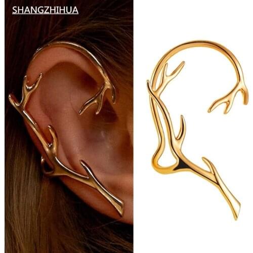 2021 European and American trends Fashion metal branch ear bone clip exquisite earrings for women cool unusual jewelry