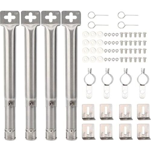 4Pcs Universal Adjustable Stainless Steel BBQ Gas Grill Replacement Straight Pipe Tube Burner Barbecue Accessories