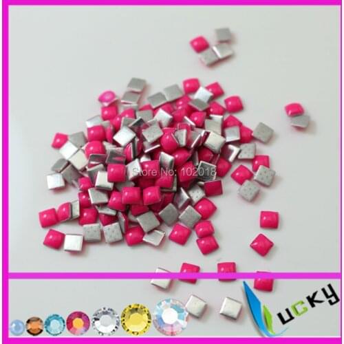 4320pcs 4*4mm hot sell square shape hotfix epoxy pearl silver back