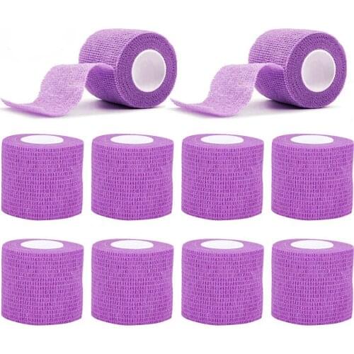 6/12/24Pcs Purple Disposable Cohesive Tattoo Grip Tape Wrap Elastic Bandage Rolls for Tattoo Grip Tube Free Shipping