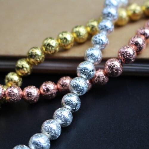 8mm Plated Volcano Lava Stone Beads Round Loose Fashion for jewelry Braclet Necklace Earring making DIY Craft Wholesale